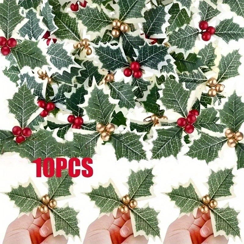 Christmas Wreath Fake - 10 Pcs 인공 홀리 베리 녹색