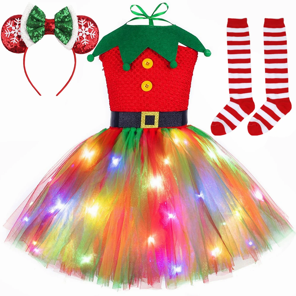 Elf Costume Christmas - 크리스마스 튜튜 드레스 레드 그린 튤