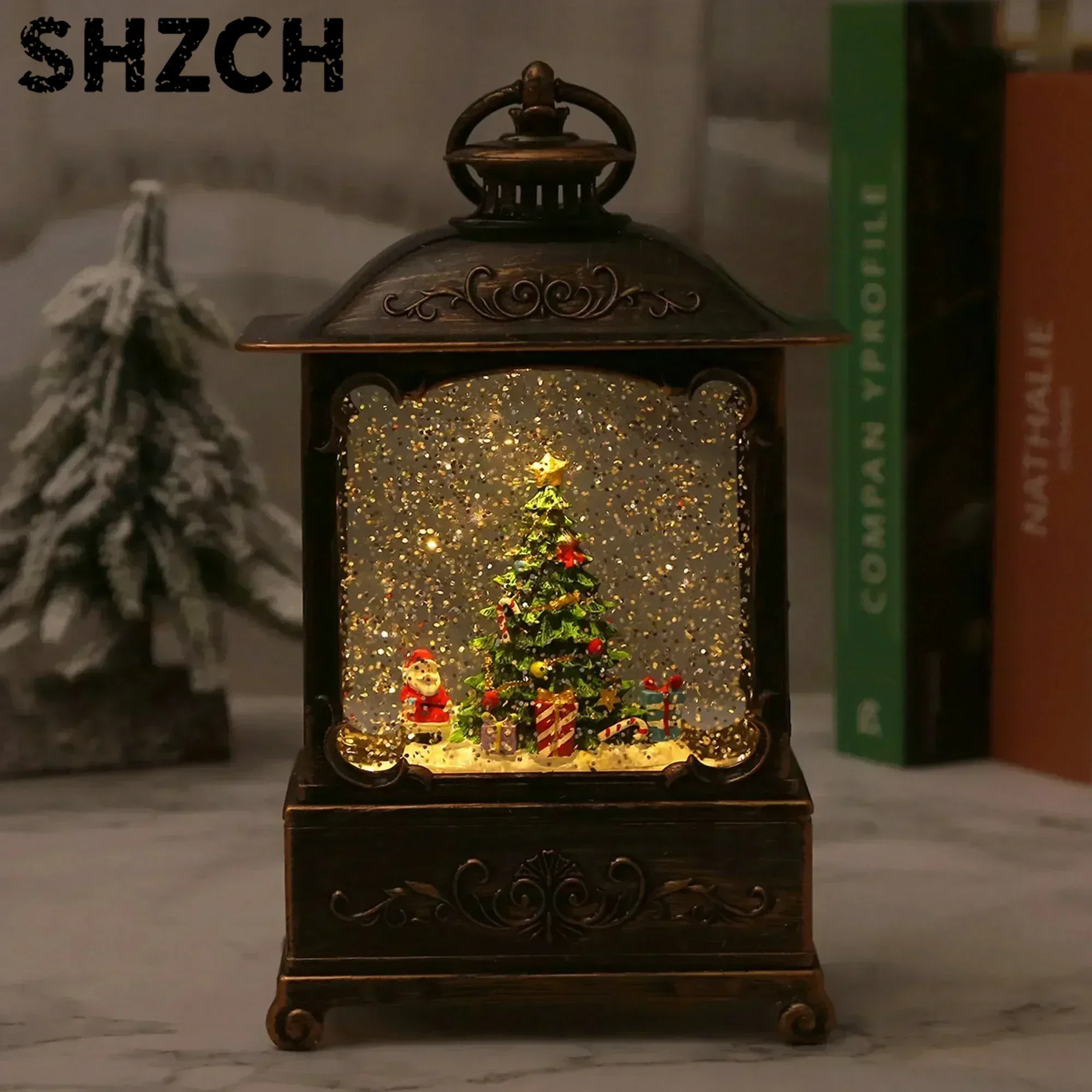 Snow Globe Musical - 크리스마스 스노우 글로브 랜턴 뮤직 박스,