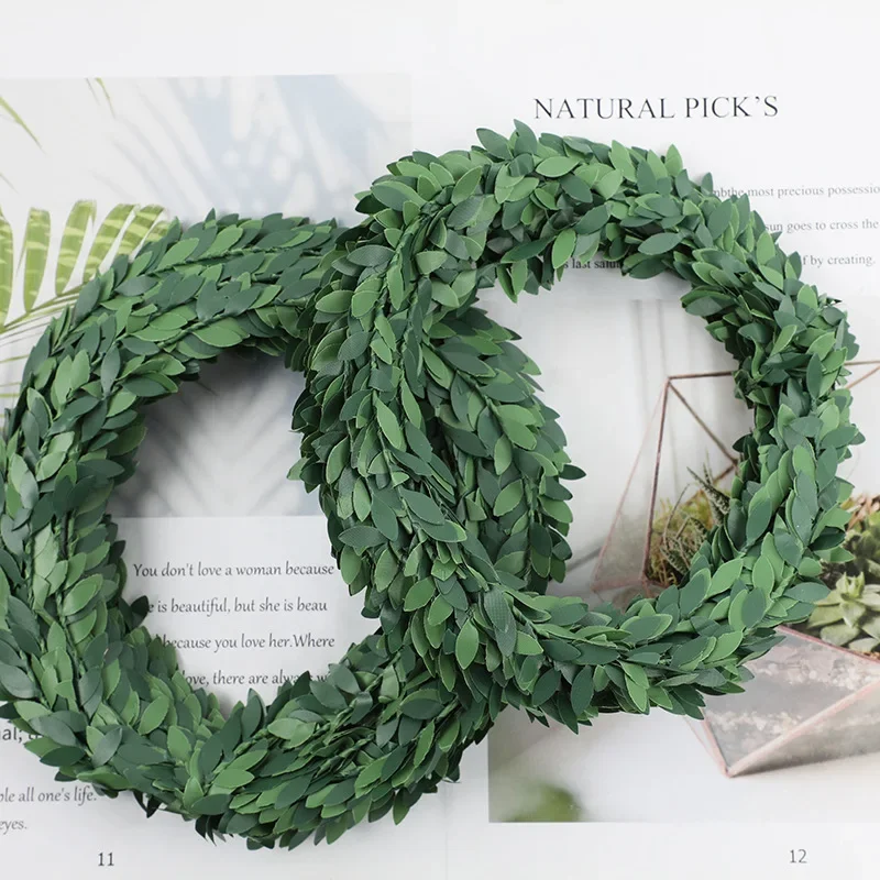Christmas Wreath Fake - 7 미터 철 와이어 녹색 잎