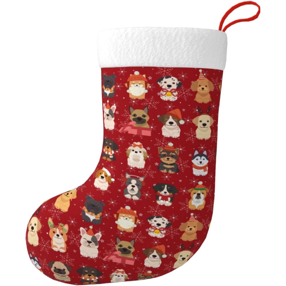 Christmas Stocking Hanging - 귀여운 크리스마스 강아지 크리스마스 스타킹 벽난로
