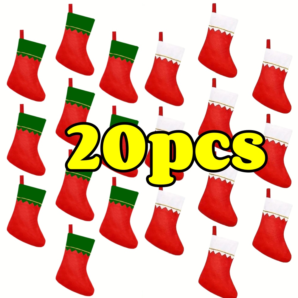 Christmas Stocking Hanging - 12pcs 레드 펠트 크리스마스 스타킹 벽난로에