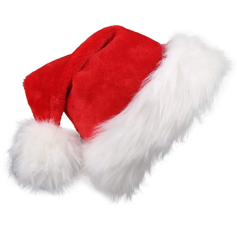 Santa Hat Plush - 크리스마스 산타 모자, 긴 플러시 소재의