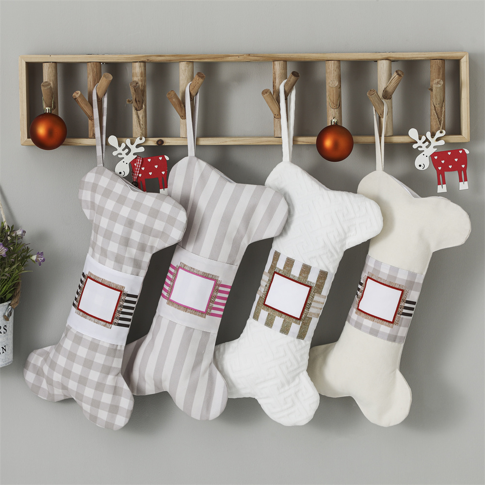 Christmas Stocking Hanging - 강아지용 격자 무늬 반려동물 크리스마스 스타킹,