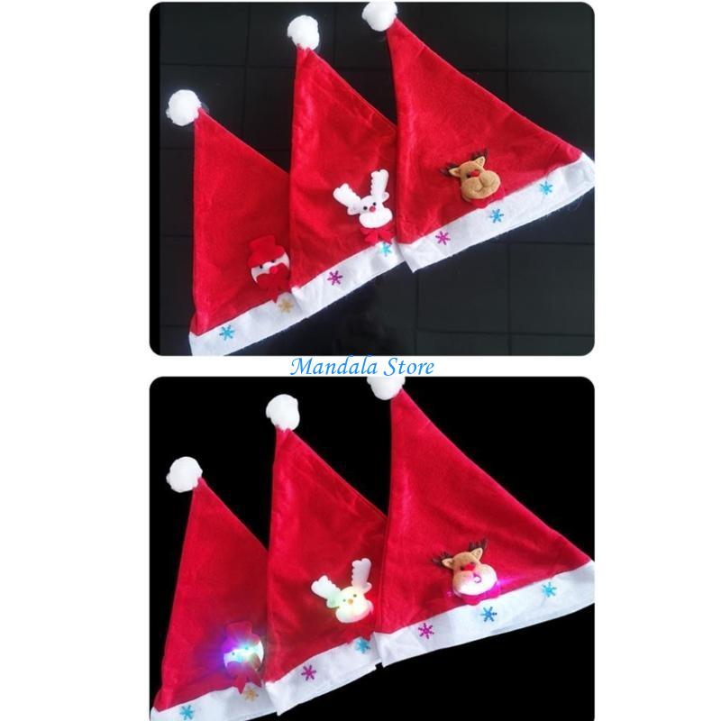 Santa Hat Plush - U2JC 크리스마스 모자 성인 LED 빛나는