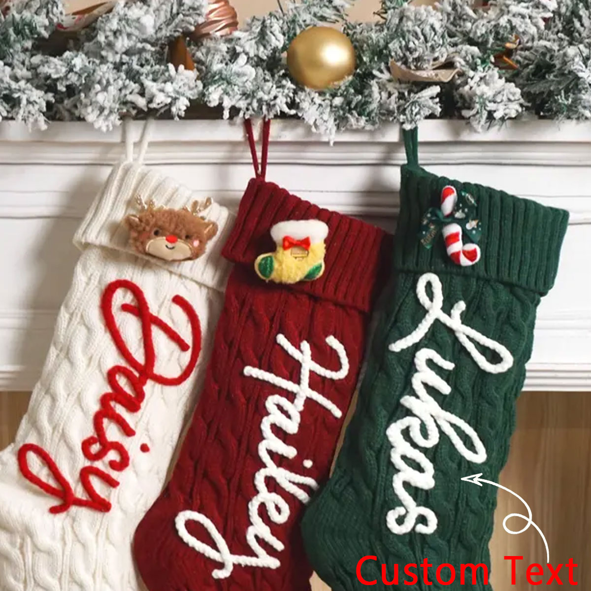 Christmas Stocking Hanging - 1PC 크리스마스 장식용 스타킹, 엘크/산타클로스/크리스마스 트리