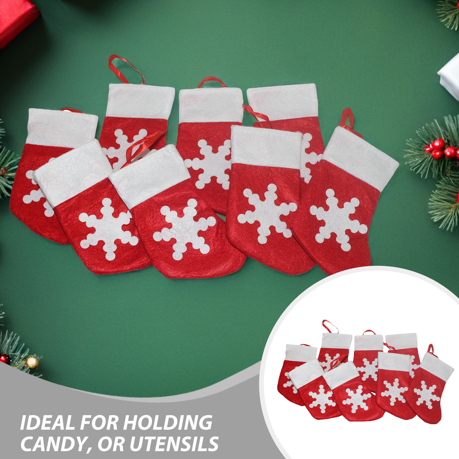 24개의 작은 크리스마스 스타킹, 미니 펠트 눈꽃 장식 - Christmas Stocking Hanging 리뷰 및 가격