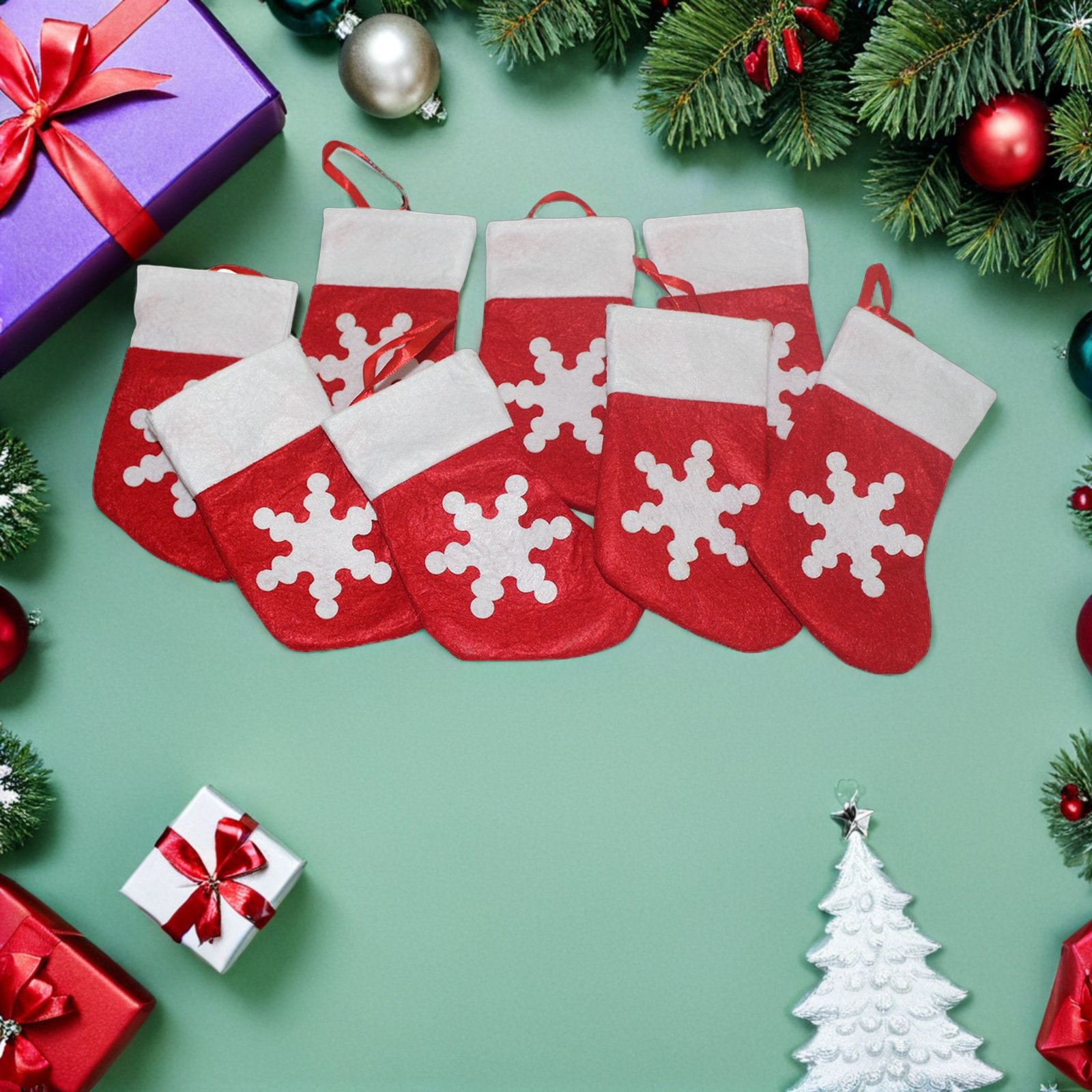 24개의 작은 크리스마스 스타킹, 미니 펠트 눈꽃 장식 - Christmas Stocking Hanging 리뷰 및 가격