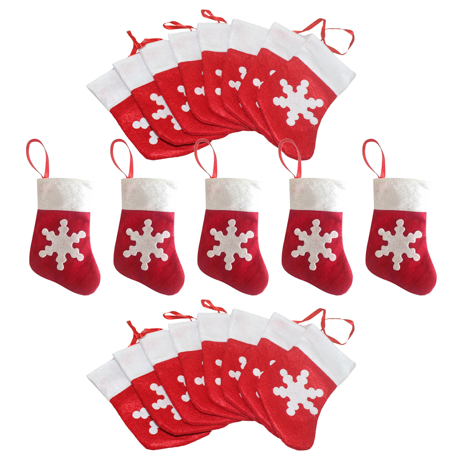 24개의 작은 크리스마스 스타킹, 미니 펠트 눈꽃 장식 - Christmas Stocking Hanging 리뷰 및 가격