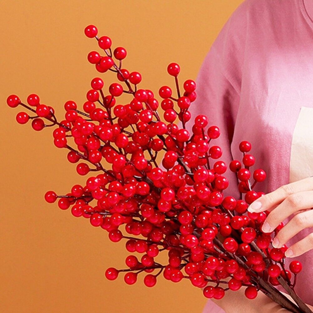 인공 생생한 붉은 베리 줄기 크리스마스 베리 장식용 긴 - Christmas Wreath Fake 리뷰 및 가격