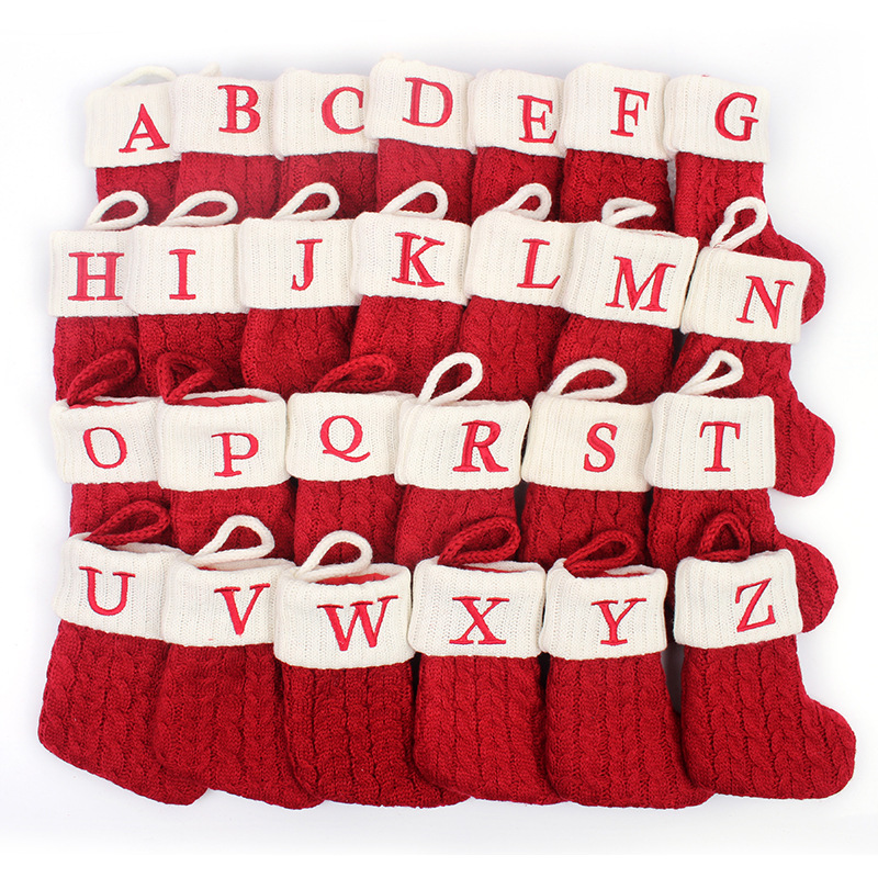 1P 크리스마스 양말 뜨개질 알파벳 글자 눈송이 패턴  - Christmas Stocking Hanging 리뷰 및 가격