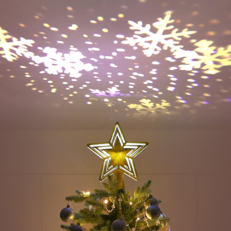 LED 프로젝션 트리 토퍼 스타 골든 펜타그램 눈송이  - Star Tree Topper 리뷰 및 가격