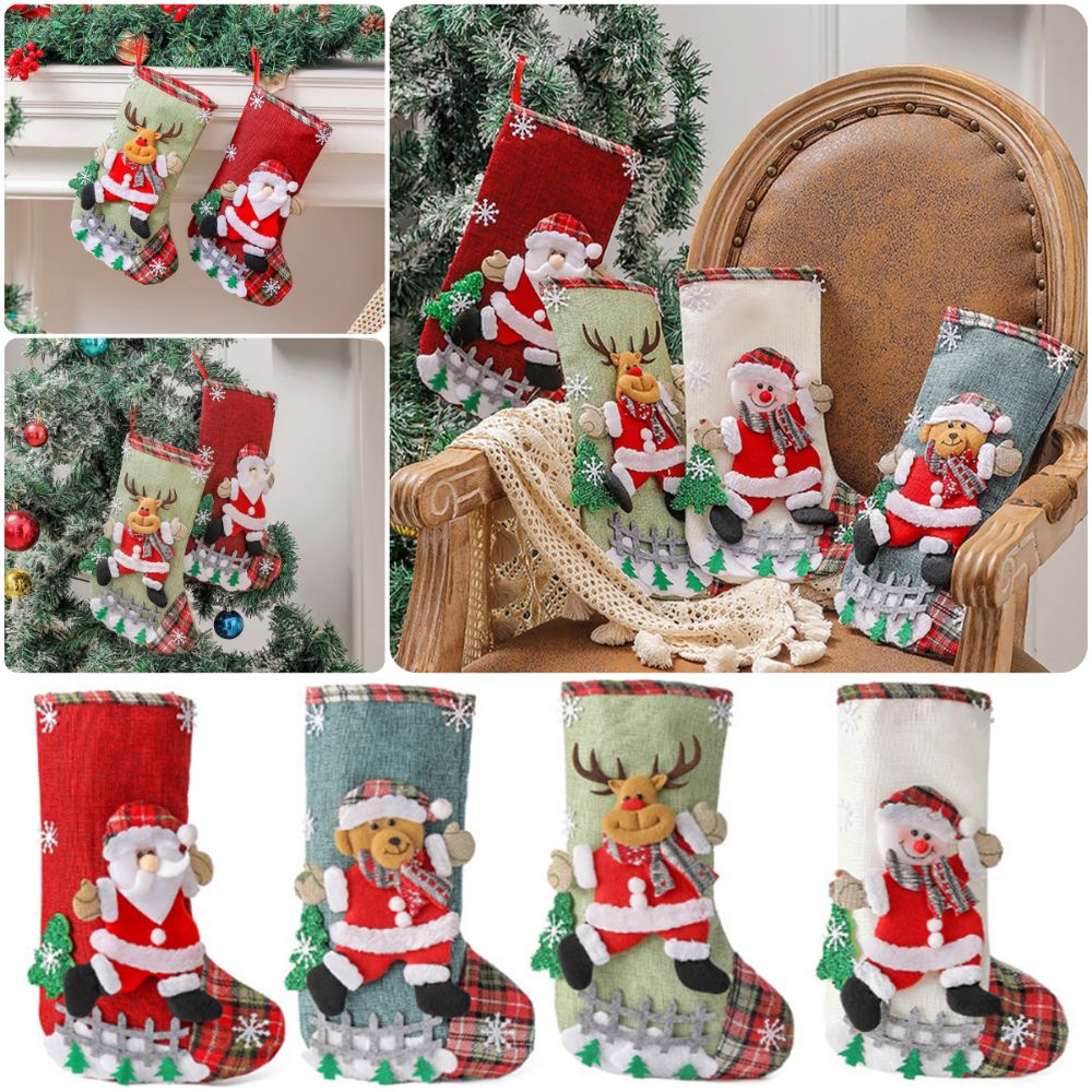 다채로운 색상의 크리스마스 스타킹 눈사람 사슴 곰 만화 - Christmas Stocking Hanging 리뷰 및 가격