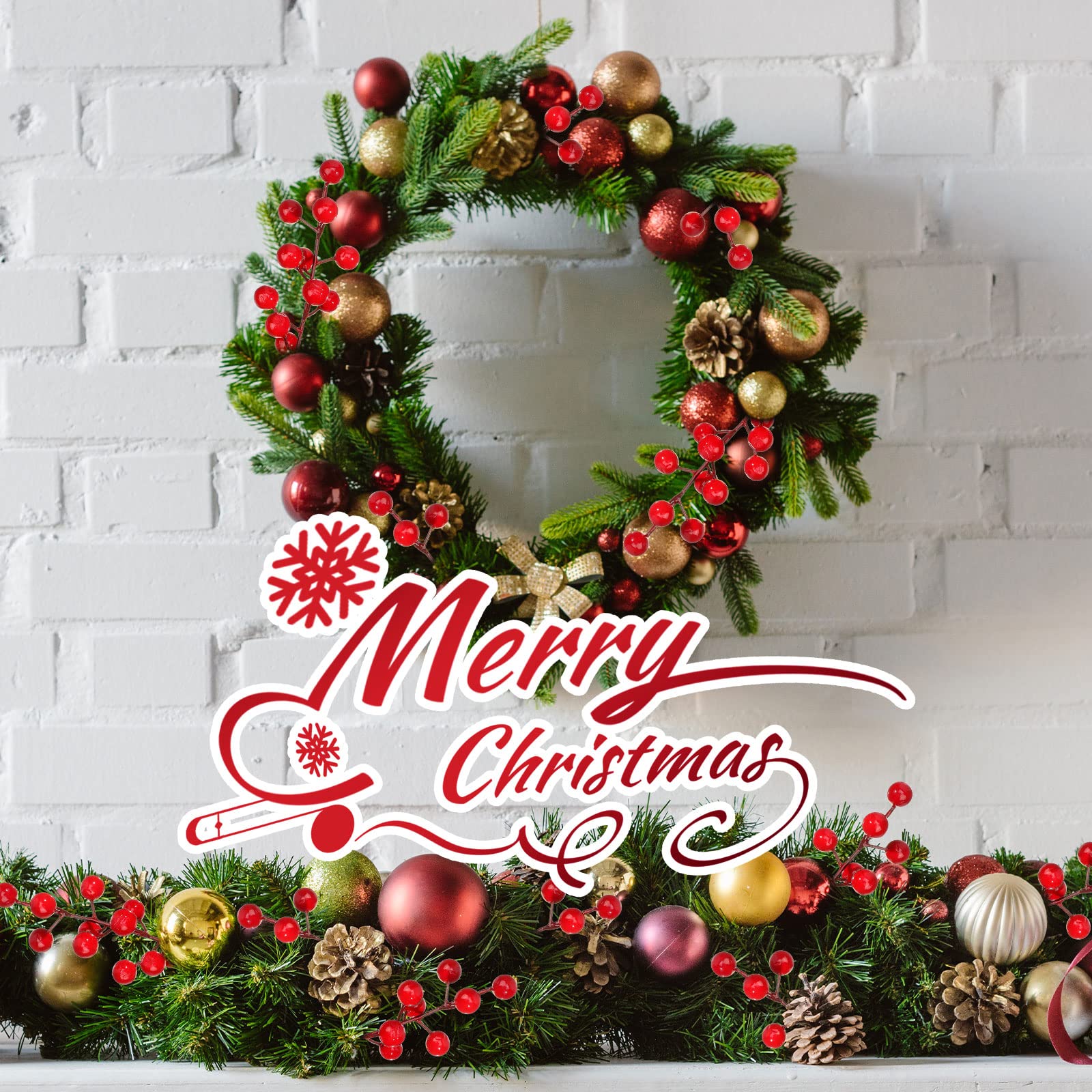 인공 소나무 가지 가짜 녹색 잎 붉은 열매 줄기 크리스 - Christmas Wreath Fake 리뷰 및 가격