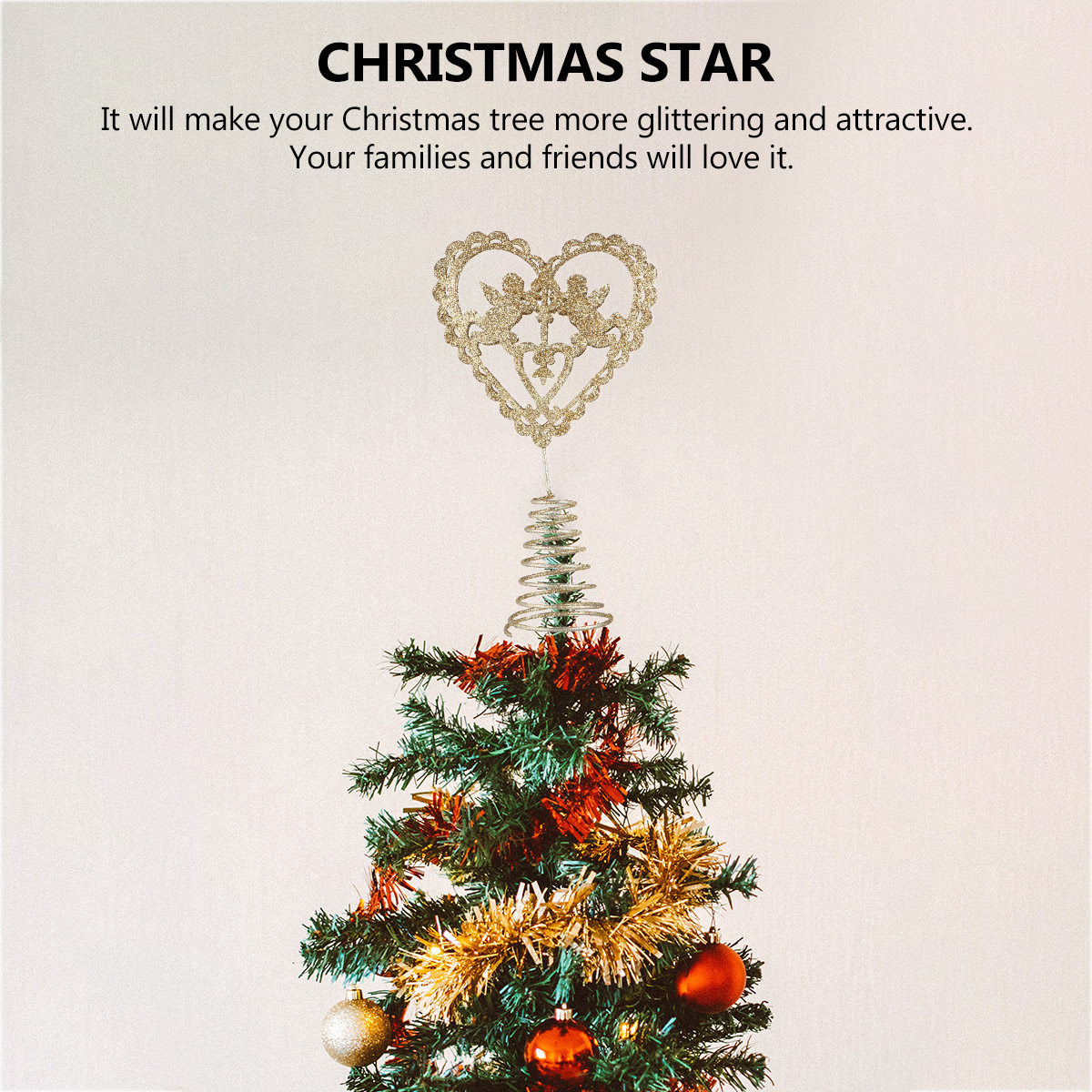 1Pcs 크리스마스 트리 스타 토퍼 황금 금속 오각형  - Star Tree Topper 리뷰 및 가격